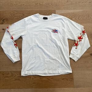 Shadow Hill Los Angeles Flame Long Sleeve Tee in White